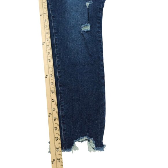 Nicole Miller Jeans Soho High Rise Ankle Skinny Size 14 Stretch Distressed Dark - Picture 8 of 15